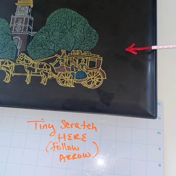 Vintage Serving Tray; Couroc Monterey Melamine Tray Colonial Victorian Scene - Picture 7 of 14